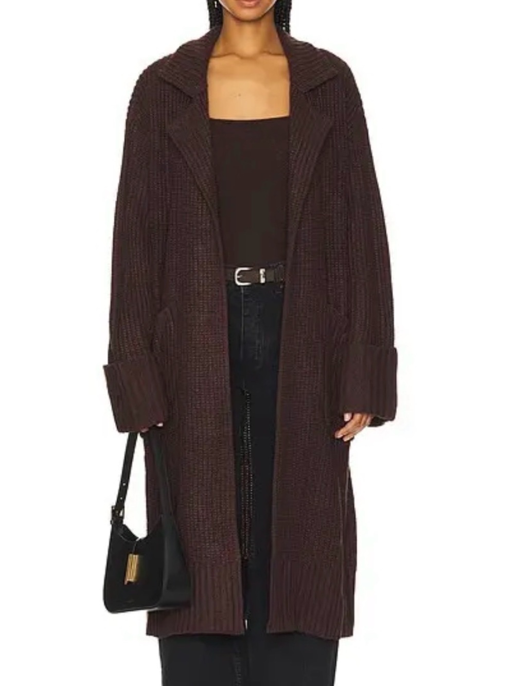 WeWoreWhat Collar Coatigan Brown